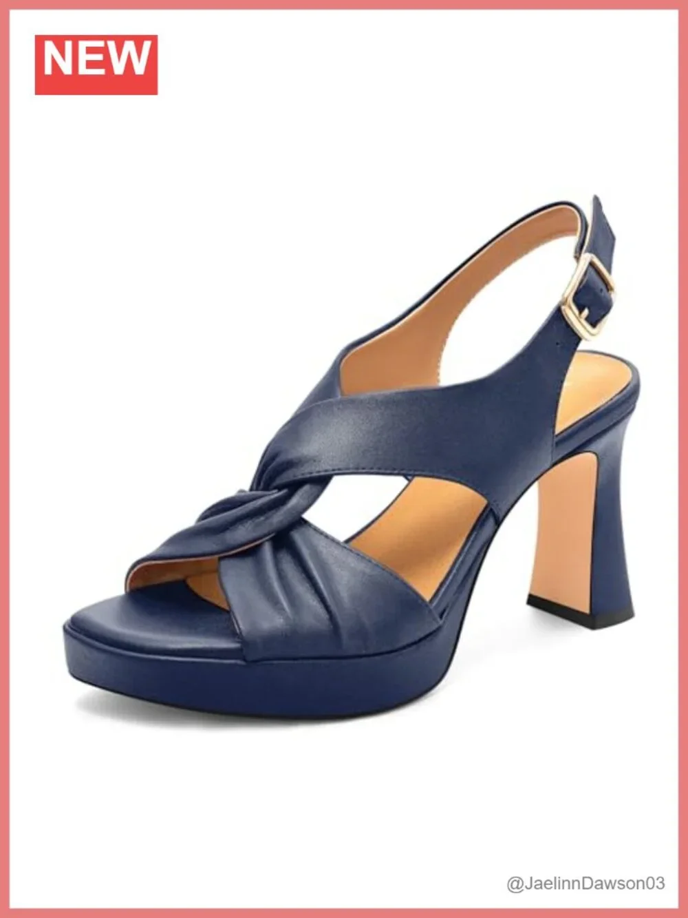 Women's Chunky Heeled Sandals Open Square Toe Slingback Platform Heels Dress